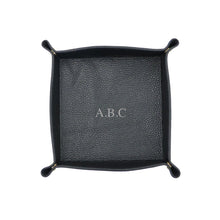 Load image into Gallery viewer, PERSONALISED PEBBLED LEATHER TRAY - BLACK