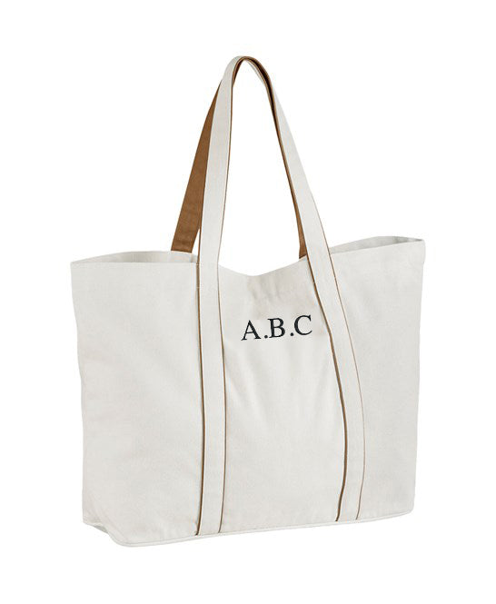 Personalised Classic Tote Bag - Soft White / Caramel