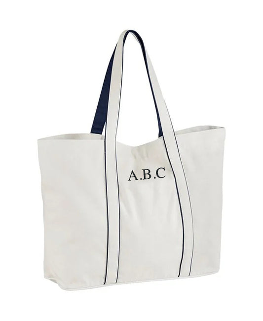 Personalised Classic Tote Bag - Soft White / French Navy