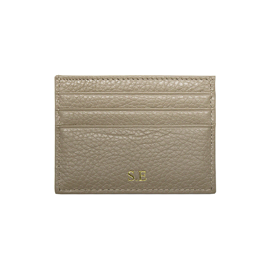 Personalised Leather Card Holder - Taupe