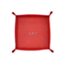 Load image into Gallery viewer, PERSONALISED PEBBLED LEATHER TRAY - RED