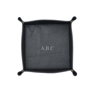 PERSONALISED PEBBLED LEATHER TRAY - BLACK