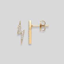 Load image into Gallery viewer, Gold Diamond Bolt Earrings