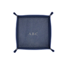 Load image into Gallery viewer, PERSONALISED PEBBLED LEATHER TRAY - NAVY