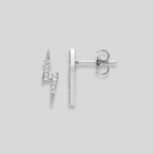 Load image into Gallery viewer, Silver Diamond Bolt Earrings