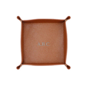 PERSONALISED PEBBLED LEATHER TRAY - TAN